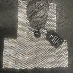 Santa Brands sparkling silver crop top. Size Small